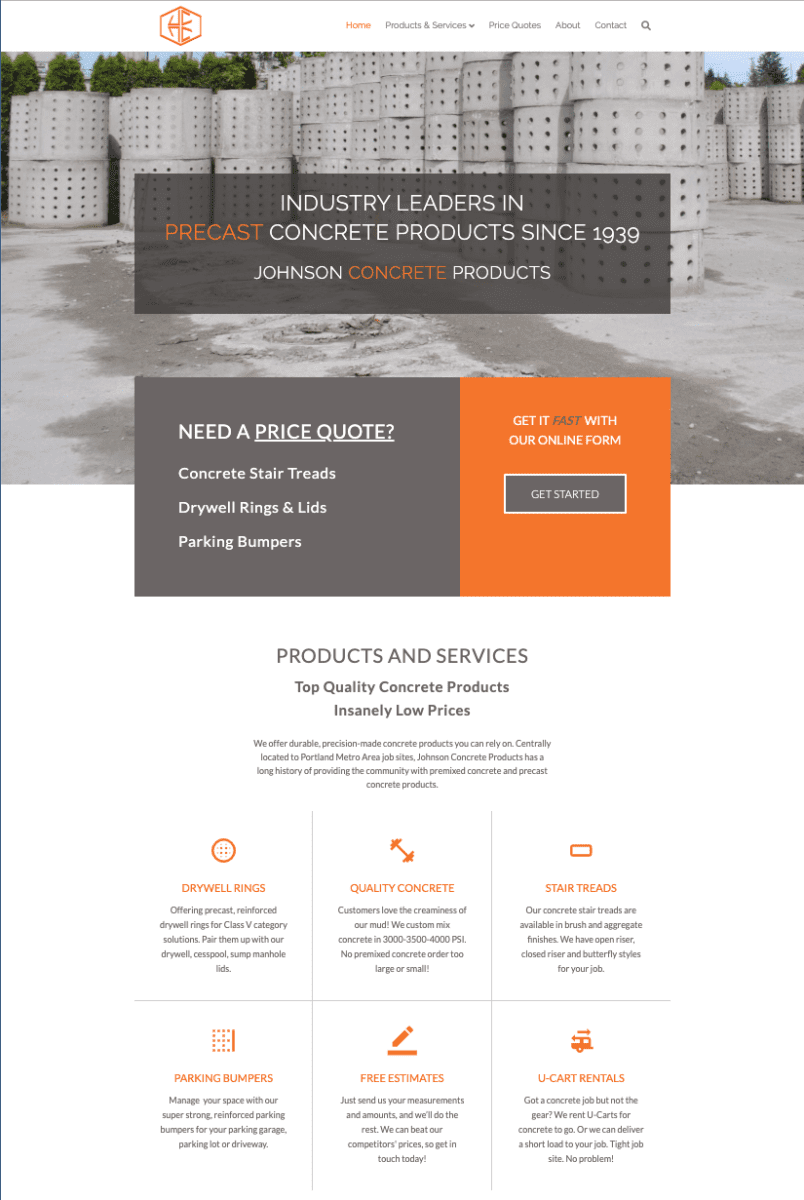 Gotsowell redesign of Johnson Concrete Products Inc site