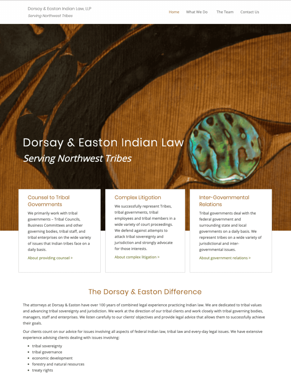 Gotsowell redesign of Dorsay & Easton Indian Law site